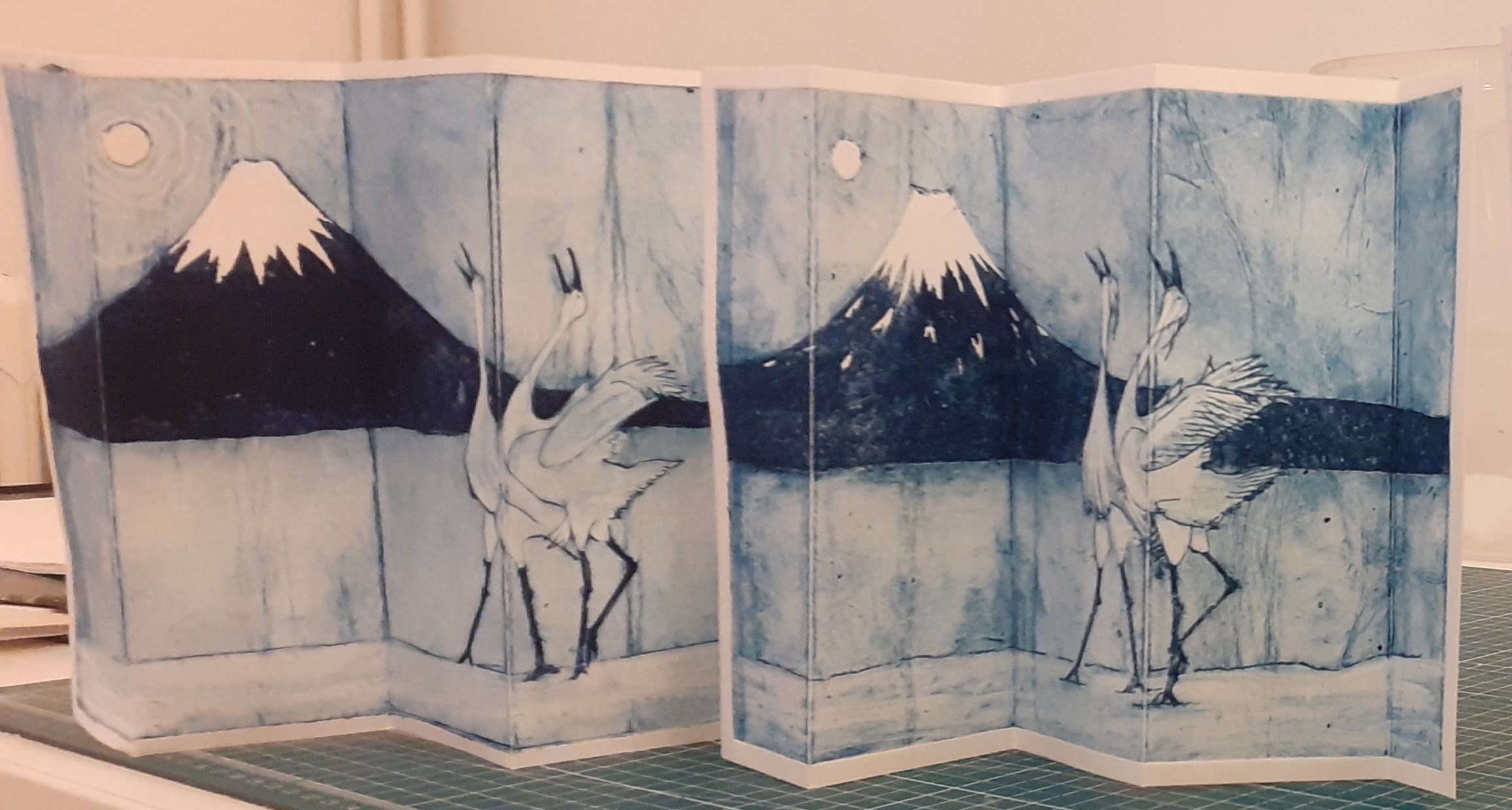 mini paravent japon bleu